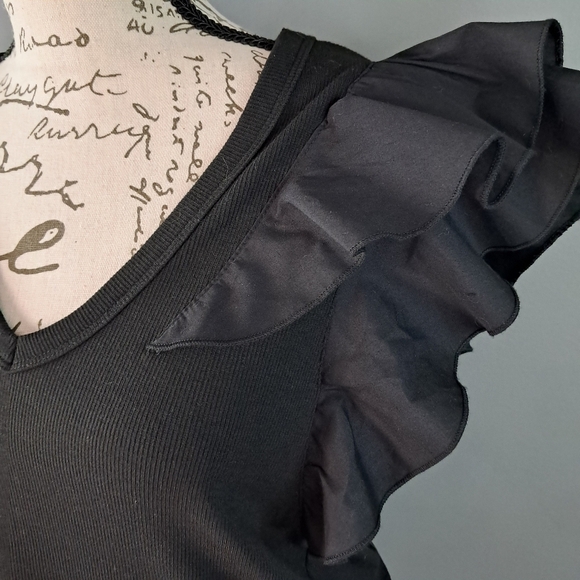 Grace + Karma Flutter Sleeve Ribbed Tank Top Black Women’s Size Medium NWT - Picture 3 of 6